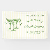 Retro Moderne Groene Cocktail Bachelorette Spandoek (Horizontaal)