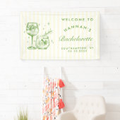Retro Moderne Groene Cocktail Bachelorette Spandoek (Insitu)