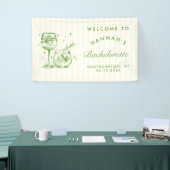 Retro Moderne Groene Cocktail Bachelorette Spandoek (Beurs)