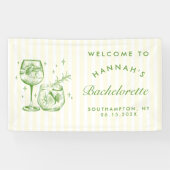 Retro Moderne Groene Cocktail Bachelorette Spandoek (Horizontaal)