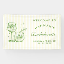 Retro Moderne Groene Cocktail Bachelorette Spandoek