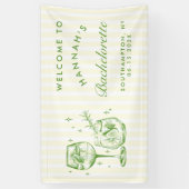 Retro Moderne Groene Cocktail Bachelorette Spandoek (Verticaal)