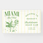 Retro moderne groene en gele Miami Bach-feest Spandoek (Horizontaal)