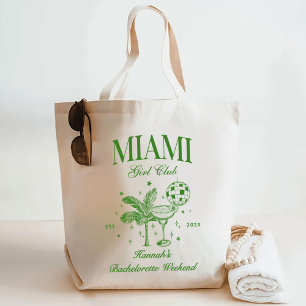 Retro moderne groene en gele Miami Bach-feestje Tote Bag