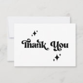Retro Moderne Groovy Zwarte Script Bruiloft Bedankkaart (Voorkant)