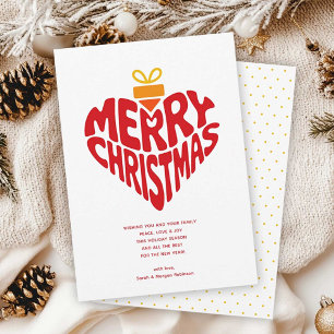 Retro Moderne Hart Prettig Kerstmis Liefde Feestdagenkaart