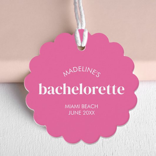 Retro Moderne Helroze Meisjesachtige Bachelorette  Bedankjes Labels