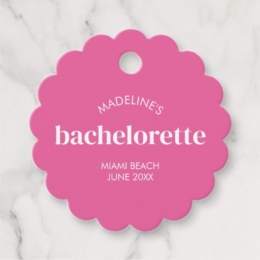 Retro Moderne Helroze Meisjesachtige Bachelorette  Bedankjes Labels (Voorkant)