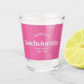 Retro Moderne Helroze Meisjesachtige Bachelorette  Shot Glas (Voorkant)