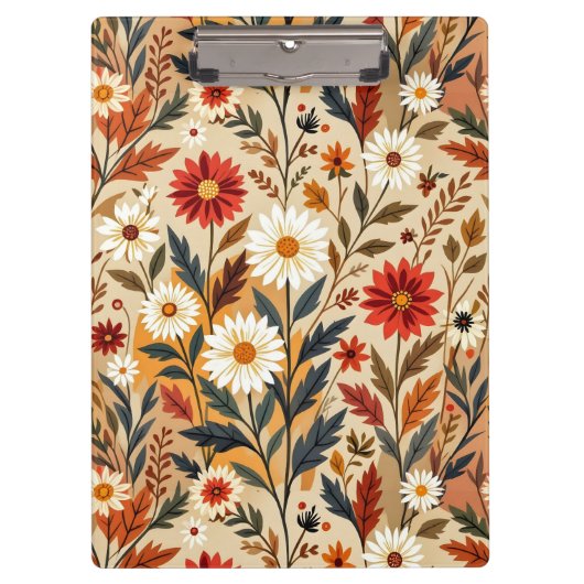 Retro Moderne Herfst Bloemen Klembord (Voorkant)