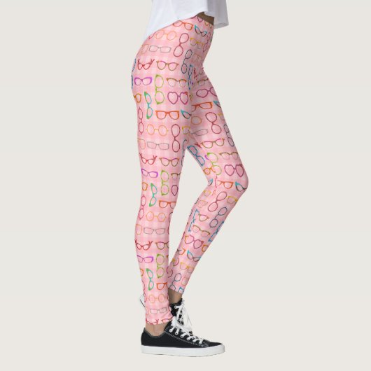 Retro Moderne Hipster Brillen met Roze Gingham Leggings (Rechts)