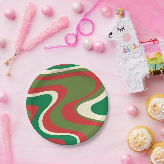 Retro Moderne kerstcirkels Abstract Papieren Bordje (Feest)