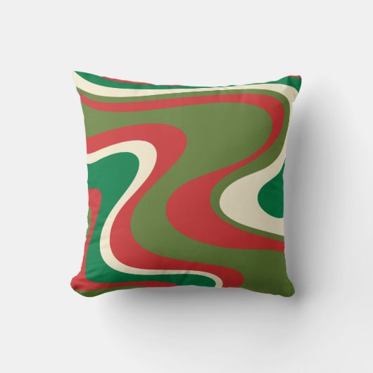 Retro Moderne Kerstkrullen Abstract  Geborsteld Po Kussen (Voorkant)