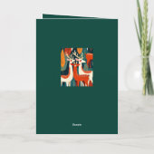 Retro Moderne Kitsch Kerst Rendieren Kaart (Achterkant)