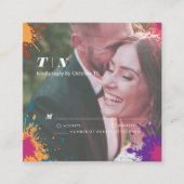 Retro Moderne Kleurrijke bruiloft Informatiekaartje (Voorkant)