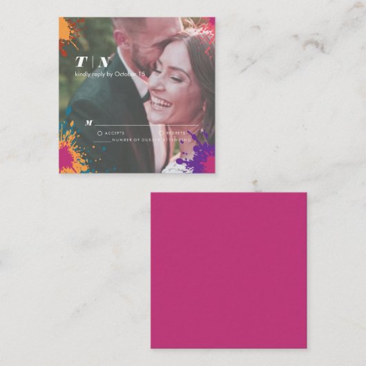 Retro Moderne Kleurrijke bruiloft Informatiekaartje (Voorkant / Achterkant)