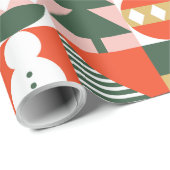 Retro Moderne Kleurrijke Scandinavische Kerstmis Cadeaupapier (Rol Hoek)
