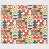 Retro Moderne Kleurrijke Scandinavische Kerstmis Cadeaupapier (Vlak)