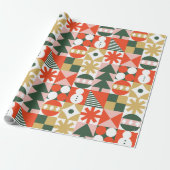 Retro Moderne Kleurrijke Scandinavische Kerstmis Cadeaupapier (Uitgerold)