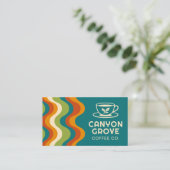 Retro moderne koffiezaak visitekaartje (Staand voorkant)