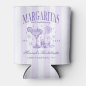 Retro Moderne Margaritas en Huwelijk Gestreept Bac Blikjeskoeler (Voorkant)