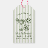 Retro Moderne Margaritas en Huwelijk Gestreept Bac Cadeaulabel (Achterkant)