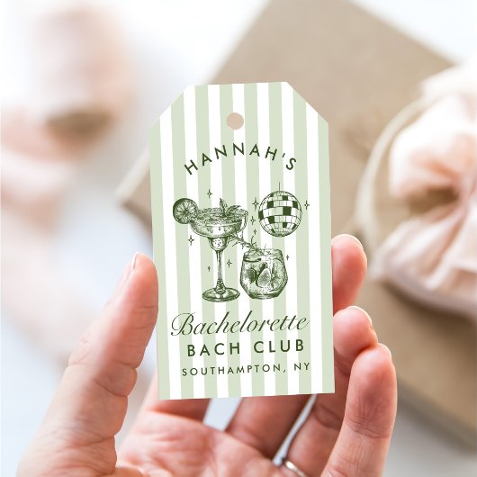 Retro Moderne Margaritas en Huwelijk Gestreept Bac Cadeaulabel