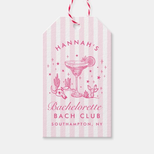 Retro Moderne Margaritas en Huwelijk Gestreept Bac Cadeaulabel (Voorkant)