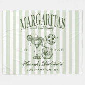 Retro Moderne Margaritas en Huwelijk Gestreept Bac Fleece Deken (Voorkant (Horizontaal))