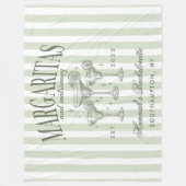 Retro Moderne Margaritas en Huwelijk Gestreept Bac Fleece Deken (Voorkant)