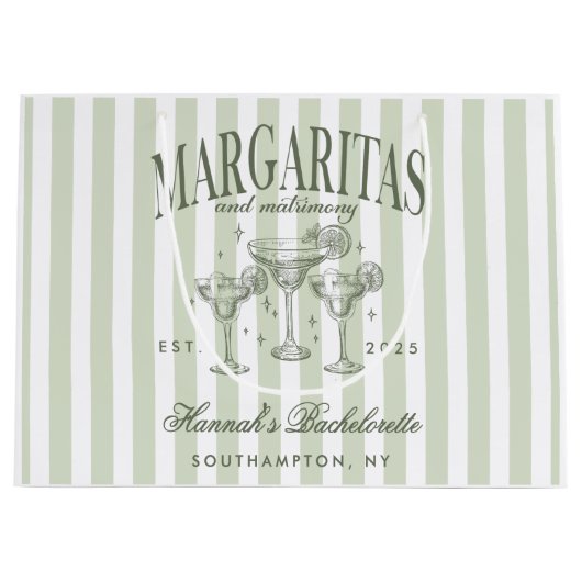 Retro Moderne Margaritas en Huwelijk Gestreept Bac Groot Cadeauzakje (Voorkant)