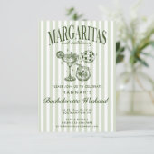 Retro Moderne Margaritas en Huwelijk Gestreept Bac Kaart (Staand voorkant)