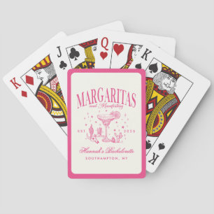 Retro Moderne Margaritas en Huwelijk Gestreept Bac Pokerkaarten