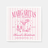 Retro Moderne Margaritas en Huwelijk Gestreept Bac Servet (Voorkant)
