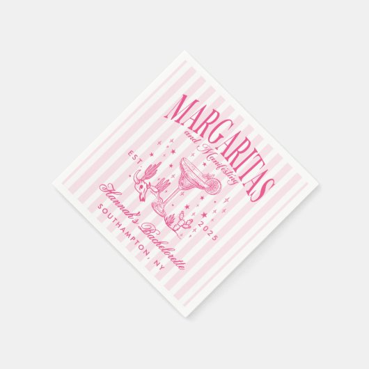 Retro Moderne Margaritas en Huwelijk Gestreept Bac Servet (Hoek)