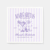 Retro Moderne Margaritas en Huwelijk Gestreept Bac Servet (Voorkant)