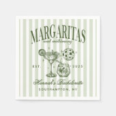 Retro Moderne Margaritas en Huwelijk Gestreept Bac Servet (Voorkant)