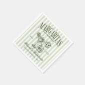 Retro Moderne Margaritas en Huwelijk Gestreept Bac Servet (Hoek)