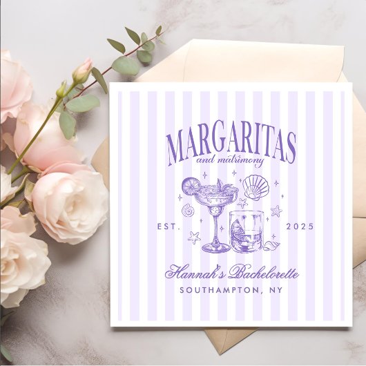 Retro Moderne Margaritas en Huwelijk Gestreept Bac Servet