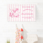 Retro Moderne Margaritas en Huwelijk Gestreept Bac Spandoek (Insitu)