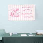 Retro Moderne Margaritas en Huwelijk Gestreept Bac Spandoek (Beurs)