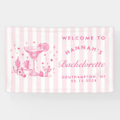 Retro Moderne Margaritas en Huwelijk Gestreept Bac Spandoek (Horizontaal)