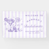 Retro Moderne Margaritas en Huwelijk Gestreept Bac Spandoek (Horizontaal)