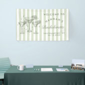 Retro Moderne Margaritas en Huwelijk Gestreept Bac Spandoek (Beurs)