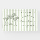 Retro Moderne Margaritas en Huwelijk Gestreept Bac Spandoek (Horizontaal)