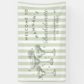 Retro Moderne Margaritas en Huwelijk Gestreept Bac Spandoek (Verticaal)