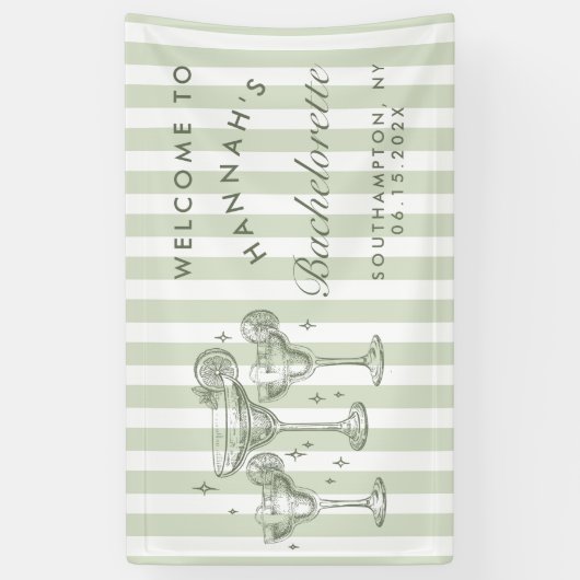 Retro Moderne Margaritas en Huwelijk Gestreept Bac Spandoek (Verticaal)