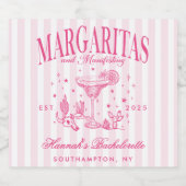 Retro Moderne Margaritas en Huwelijk Gestreept Bac Sparkling Wijnetiket (Enkel label)