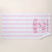 Retro Moderne Margaritas en Huwelijk Gestreept Bac Strandlaken (Voorkant)