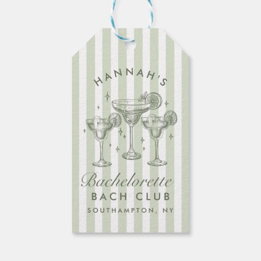 Retro Moderne Margaritas en Huwelijk Gestreepte Ba Cadeaulabel (Achterkant)